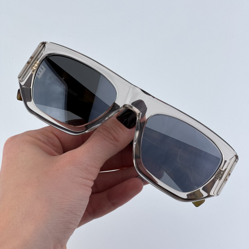 Saint Laurent Sl740 003 Brand New Sunglasses Beige Havana Silver Square